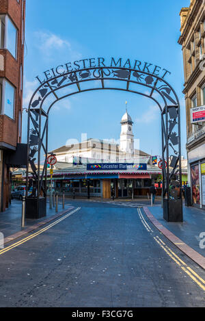 Leicester Market the largest outdoor covered market in Europe,, Leicestershire UK Stock Photo