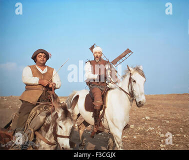 MAN OF LA MANCHA 1972 United Artists film with Peter O'Toole as Don Quixote James Coco as Sancho Panza Stock Photo