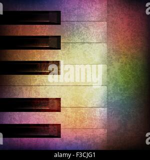 abstract grunge music background with piano on brown vector illustration Stock Vector