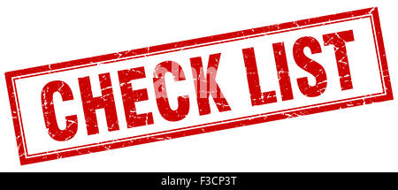 check list red square grunge stamp on white Stock Photo - Alamy