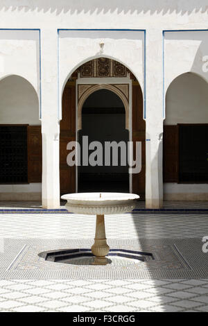 Fountain the main courtyard of the Bahia Palace in Marrakesh, Morocco Stock Photo