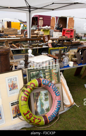 UK, England, Lincolnshire, Lincoln, Antiques Fair, miscellaneous bric a brac on well stocked stall Stock Photo