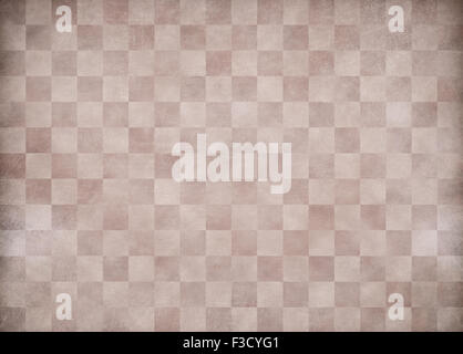 Beige grunge checkered paper background Stock Photo