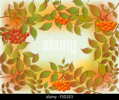 Frame from autumn leaves rowan berry and maple autumn theme ...