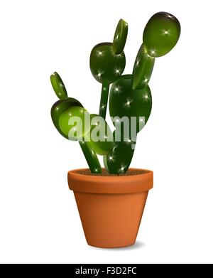 Cactus in Flowerpot Vector Illustration Stock Vector
