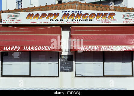 British style bar and diner in the Algarve resort of Oura near Albuffeira. Portugal. Europe Stock Photo