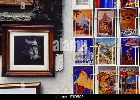 Postcard and photography shop. Zermatt. Switzerland. Europe Stock Photo