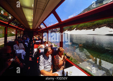 Passengers on board the Glacier Express. Switzerland. Europe Stock Photo