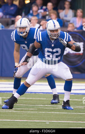 Overtime. 4th Oct, 2015. Indianapolis Colts center Khaled Holmes (62) in action during the NFL game between the Jacksonville Jaguars and the Indianapolis Colts at Lucas Oil Stadium in Indianapolis, Indiana. The Indianapolis Colts won 16-13 in overtime. Christopher Szagola/CSM/Alamy Live News Stock Photo