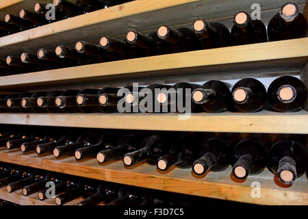 Wine bottles in the cellar Stock Photo