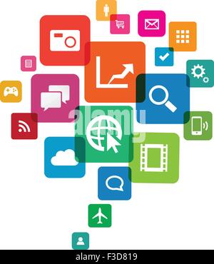 This image is a vector file representing an app cloud technology. Stock Vector