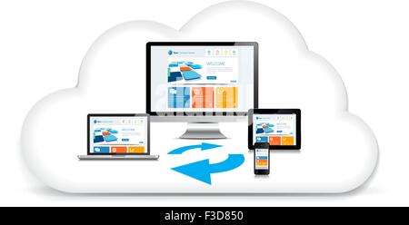 This image is a vector file representing a internet cloud backup concept. Stock Vector