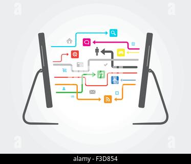 This image is a vector file representing a network cloud connection illustration. Stock Vector