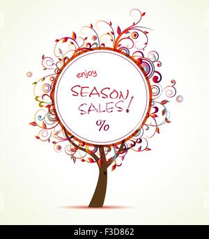 Vector, Tree, Autumn, Fall, Sale, Floral, Banner Stock Vector
