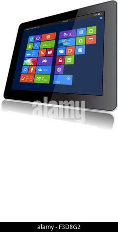 This image represents a Tablet Travel with a weather widget. Stock Vector