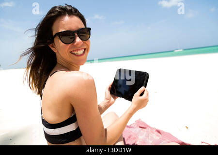 Woman on beach Stock Photo