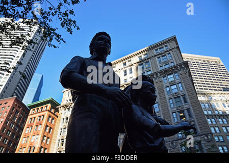 Boston Irish Famine Memorial in Downtown District Stock Photo