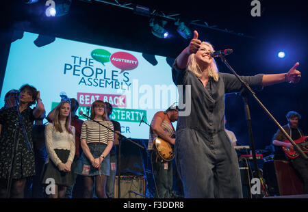 Manchester, UK. 5th October 2015. Charlotte Church performs at The Manchester Academy as part of The Peoples Assembly Beat Back gig to protest the Tory Party Conference, Manchester, 05/10/2015  Credit:  Gary Mather/Alamy Live News Stock Photo