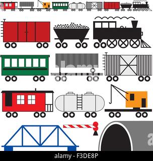 Trains cars and engine to make your own train Stock Vector