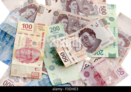 Mexican Pesos, bank notes, currency bills, money background Stock Photo