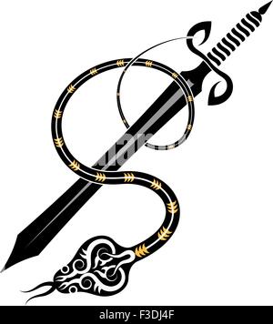 Tattoo Snake And Sword Vector Art Stock Vector