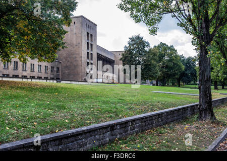 Berlin Tempelhof Airport, Flughafen Berlin-Tempelhof  historic buildings and hangars, exterior view from Columbiadamm street Stock Photo