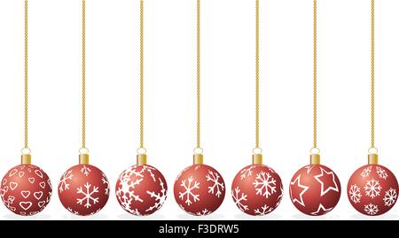 Christmas balls with different ornament on a white background Stock Vector