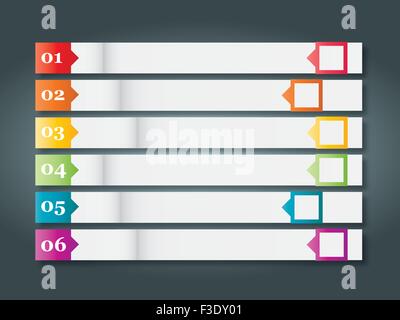 Set of numbered bookmarks, stickers, labels, tags. Vector template for infographics Stock Vector