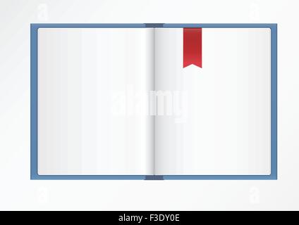 empty open book with red bookmark on light background Stock Vector