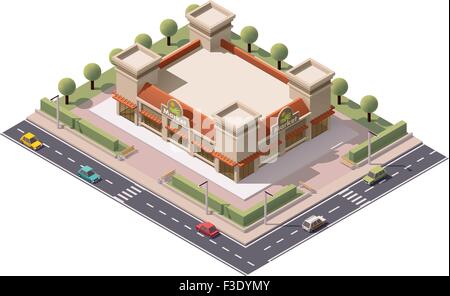 Vector isometric indoor market Stock Vector