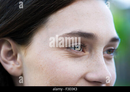 Close-up of woman's face and eyes Stock Photo