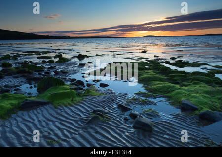 Sunset at the Sands of Mussetter on the island of Eday, Orkney Islands, Scotland. Stock Photo