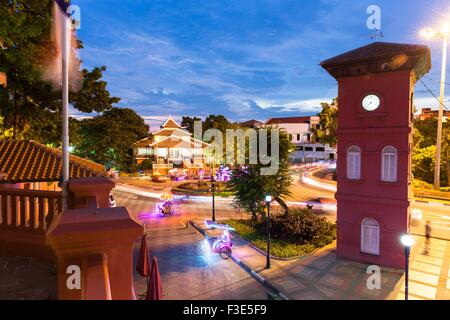 Malacca, Malaysia - 09 August 2014:  View of the famous colonial Dutch Square after sunset on 09 August 2014, Malacca, Malaysia. Stock Photo