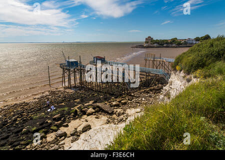Fishing Platforms riverside Talmont sur Gironde Charente-Maritime France Europe Stock Photo