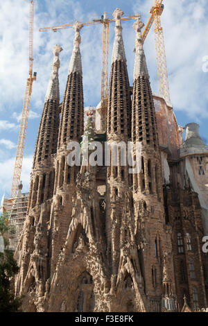 Sagrada Familia is a large Roman Catholic church in Barcelona, Catalonia, Spain Stock Photo