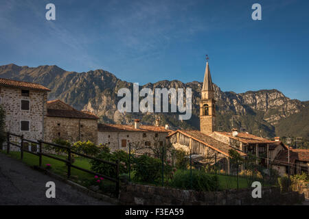 Frisanco - an exceptionally pretty village in the Veneto area of italy renovated after an earthquake. Stock Photo