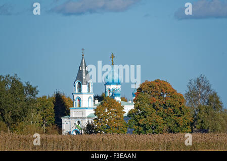 Kulje church (Russia), a Russian orthodox church, a view from Estonian side of Russian border. Stock Photo