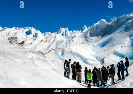 People hiking on ice, Perito Moreno glacier, Perito Moreno National Park, Patagonia, Argentina, South America Stock Photo