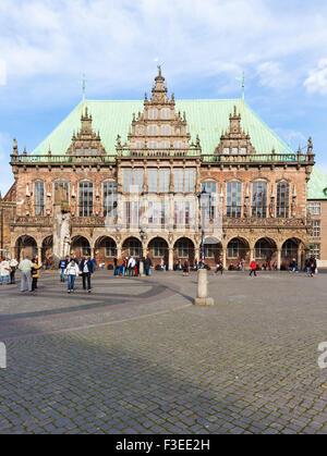 Town hall of Bremen with the famous Roland statue in front