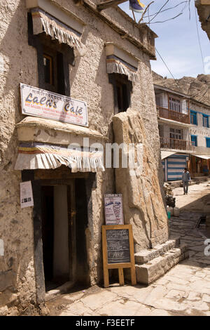 India, Jammu & Kashmir, Ladakh, Leh, Lala’s art Gallery and Café (Sankar Labrang) in traditional  Old Town house, with C10th Bud