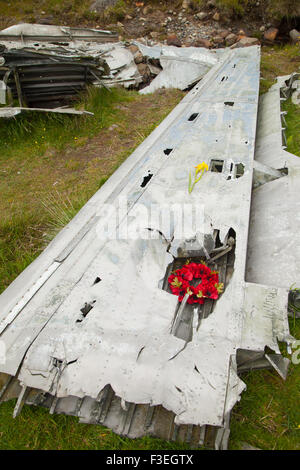 Wreckage of a Catalina flying boat on Vatersay Outer Hebrides Scotland. Stock Photo