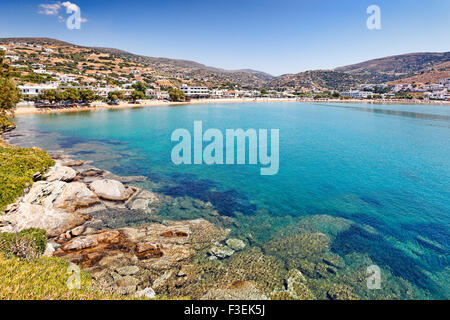 The beach of Batsi in Andros, Greece Stock Photo