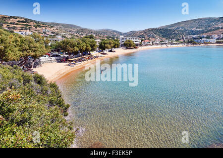 The beach of Batsi in Andros, Greece Stock Photo