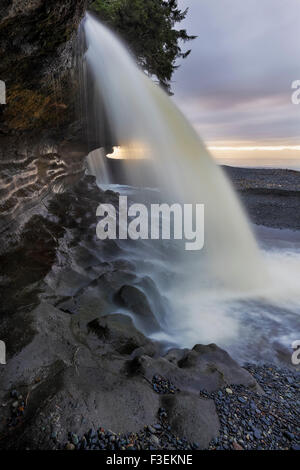 Sandcut Beach falls at dawn-Jordan River, British Columbia, Canada. Stock Photo