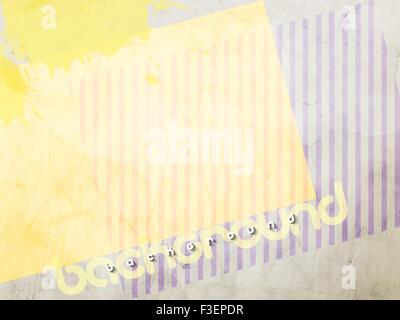 abstract background with violet stripes and yellow frame over textured wall surface. vector wallpaper graphic design Stock Vector