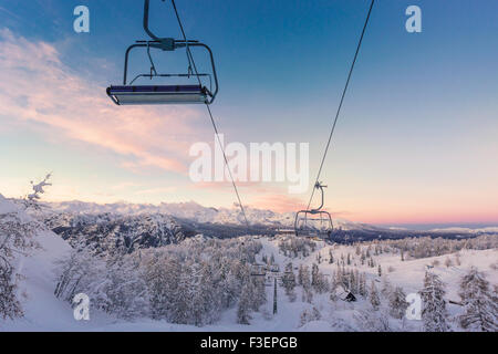 Ski center of Vogel, Triglav natural park, Julian Alps, Slovenia, Europe. Stock Photo