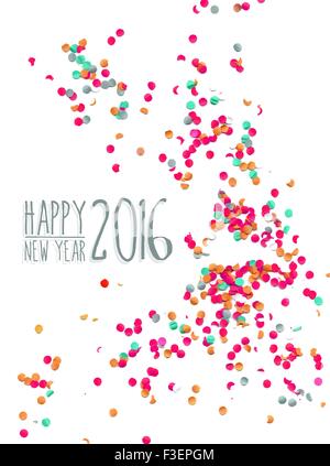 Happy new Year celebration 2016 with party confetti template background. Ideal for holiday greeting card, print poster and web. Stock Vector