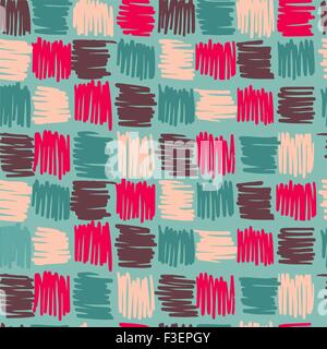 Geometry squares seamless pattern vintage boho style background. Ideal for wrapping paper, fabric design or web backdrop. EPS10 Stock Vector
