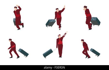 Man Goes to the Suitcase. Vector Illustration. Stock Vector