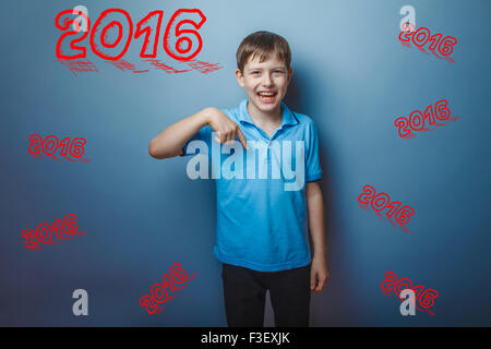 boy teenager European appearance Brown turned his back on a blac Stock Photo